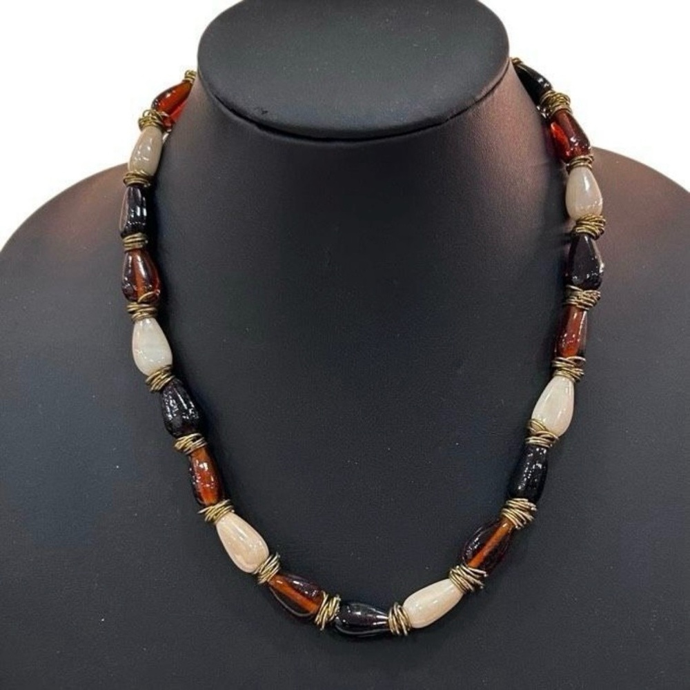 Vtg Southern Beaded Necklace Women's 20"
Brown Multi Teardrop
Shape Glass Beads - Picture 7 of 7
